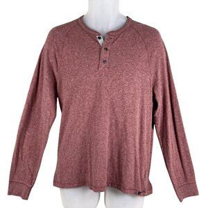 Faherty Mens L Heathered Henley Burgundy Long Sleeve Shirt 80% Organic Cotton